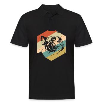 Retro Vintage Mops - Männer Poloshirt - Schwarz - Vorne - Kai (181cm)