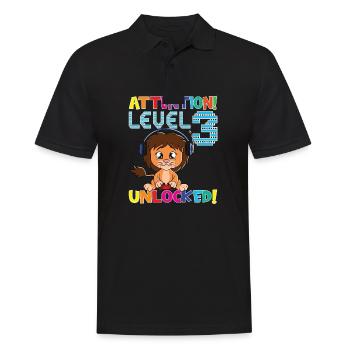 Level 3 Unlocked Gaming Birthday - Men's Polo Shirt - black - Front - Kai (181cm)