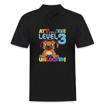 Level 3 Unlocked Gaming Birthday - Men's Polo Shirt - black - Front - Kai (181cm)