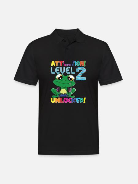 Attention Level 2 Unlocked Birthday - Men's Polo Shirt - black
