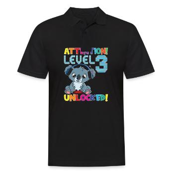 Level 3 Unlocked Gaming Birthday - Men's Polo Shirt - black - Front - Kai (181cm)