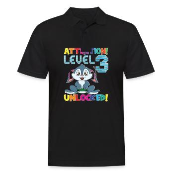 Level 3 Unlocked Gaming Birthday - Men's Polo Shirt - black - Front - Kai (181cm)