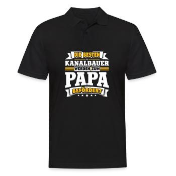 Kanalbauer werden zum Papa befördert - Männer Poloshirt - Schwarz - Vorne - Kai (181cm)