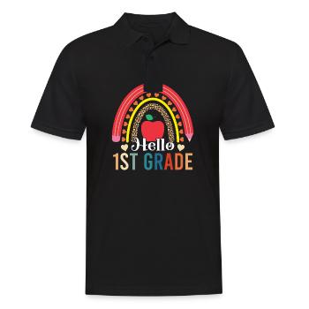 Premier jour d’école Bonjour Premier enseignant de 1ère année - Polo Homme - noir - Devant - Kai (181cm)