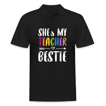 First Day Of School She's My Teacher Beast - Men's Polo Shirt - black - Front - Kai (181cm)