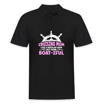 Kreuzfahrt Mom like A Normal Mom But Boat-iful - Männer Poloshirt - Schwarz - Vorne - Kai (181cm)