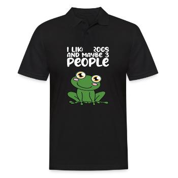 J’aime les grenouilles et peut-être 3 personnes - Polo Homme - noir - Devant - Kai (181cm)