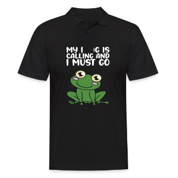 Mein Frosch Ruft Und Ich Muss Gehen - Männer Poloshirt - Schwarz - Vorne - Kai (181cm)