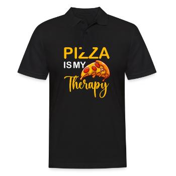 Pizza Making Italian Fast Food Pizza is my Therapy - Männer Poloshirt - Schwarz - Vorne - Kai (181cm)