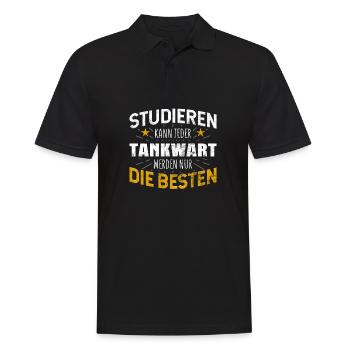 Tankwart Studiere kann jeder - Männer Poloshirt - Schwarz - Vorne - Kai (181cm)