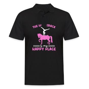 Voltigieren The Horseback Is My Happy Place - Männer Poloshirt - Schwarz - Vorne - Kai (181cm)