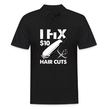 Je répare 10 dollars coupes de cheveux Design - Polo Homme - noir - Devant - Kai (181cm)
