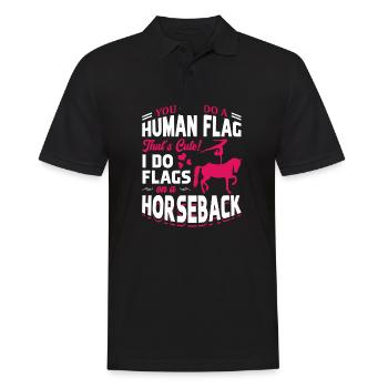 Voltigieren I Do Flags on a Horseback - Männer Poloshirt - Schwarz - Vorne - Kai (181cm)
