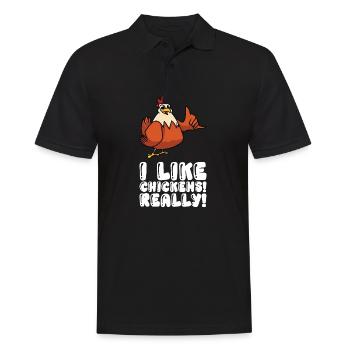 J’aime beaucoup les poulets - Polo Homme - noir - Devant - Kai (181cm)