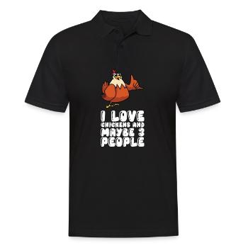J’adore les poulets et peut-être 3 personnes - Polo Homme - noir - Devant - Kai (181cm)