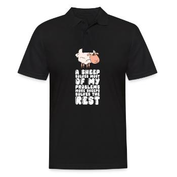 A sheep solves most of my problems - Men's Polo Shirt - black - Front - Kai (181cm)