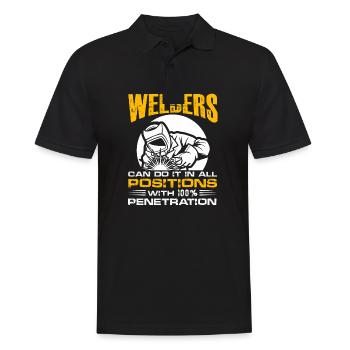Welders Can Do It In All Positions – Funny Welder - Männer Poloshirt - Schwarz - Vorne - Kai (181cm)