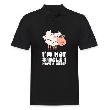 Je ne suis pas célibataire, j’ai un mouton - Polo Homme - noir - Devant - Kai (181cm)