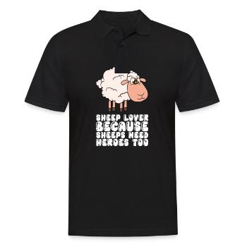 Sheep Lovers Because Sheep Also Need Heroes - Men's Polo Shirt - black - Front - Kai (181cm)