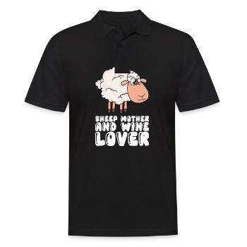 Sheep Mother And Wine Lover - Men's Polo Shirt - black - Front - Kai (181cm)