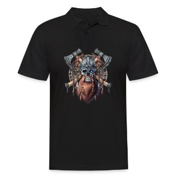 Viking Skull OFFIZIELL - Männer Poloshirt - Schwarz - Vorne - Kai (181cm)
