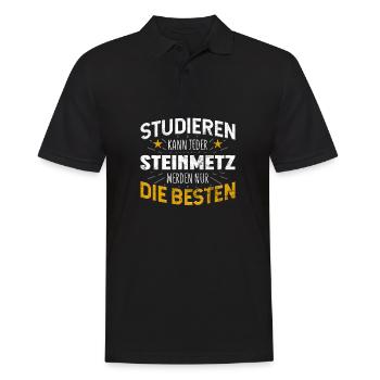 Steinmetz Studiere kann jeder - Männer Poloshirt - Schwarz - Vorne - Kai (181cm)
