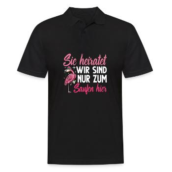 Flamingo Junggesellenabschied Frauen jga Saufen - Männer Poloshirt - Schwarz - Vorne - Kai (181cm)