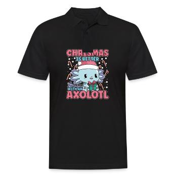 Winter Axolotl Design for a Christmas Xmas Lover - Männer Poloshirt - Schwarz - Vorne - Kai (181cm)