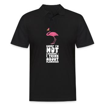 Lustige Flamingo-Grafik - Männer Poloshirt - Schwarz - Vorne - Kai (181cm)