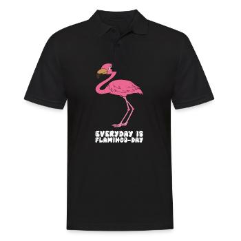 Drôles de graphismes flamants roses - Polo Homme - noir - Devant - Kai (181cm)