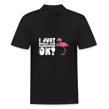 Drôles de graphismes flamants roses - Polo Homme - noir - Devant - Kai (181cm)