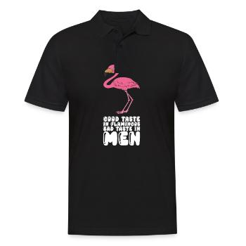 Drôles de graphismes flamants roses - Polo Homme - noir - Devant - Kai (181cm)