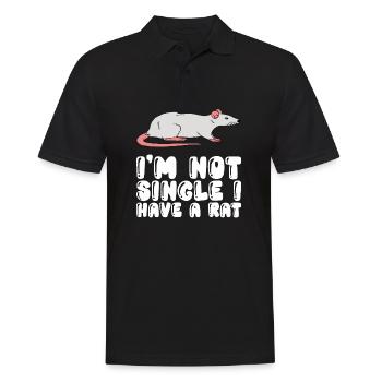 Je ne suis pas célibataire, j’ai un rat - Polo Homme - noir - Devant - Kai (181cm)