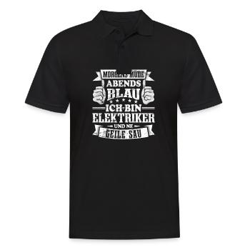 Elektriker - Männer Poloshirt - Schwarz - Vorne - Kai (181cm)