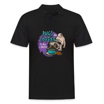 Tête de chien carlin drôle - Polo Homme - noir - Devant - Kai (181cm)