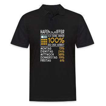 Hafenschiffer Immer 100% - Männer Poloshirt - Schwarz - Vorne - Kai (181cm)