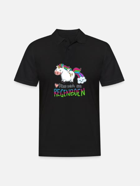 Lustiges Küss Mich Am Regenbogen - Männer Poloshirt - Schwarz