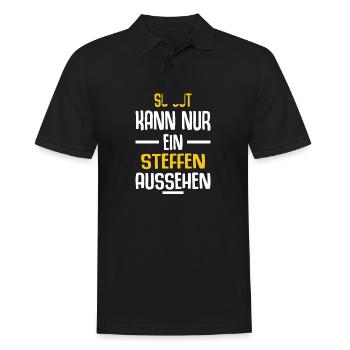STeffen Vorname Name Geburtstag - Männer Poloshirt - Schwarz - Vorne - Kai (181cm)