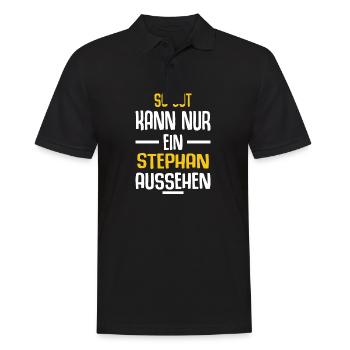 Stephan Vorname Name Geburtstag - Männer Poloshirt - Schwarz - Vorne - Kai (181cm)
