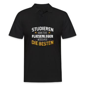 Fliesenleger - Männer Poloshirt - Schwarz - Vorne - Kai (181cm)