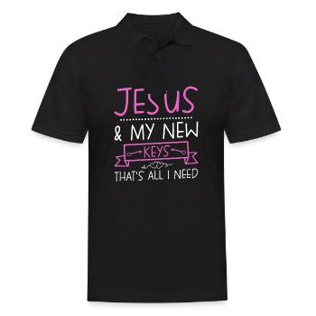 Jesus and My New Keys is All I Do - Men's Polo Shirt - black - Front - Kai (181cm)