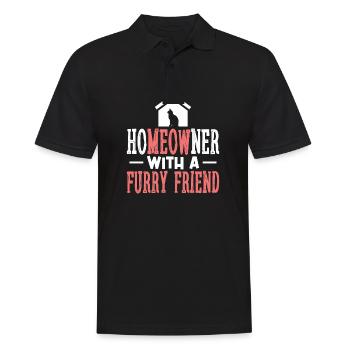 HoMEOWner avec un ami à fourrure chats - Polo Homme - noir - Devant - Kai (181cm)