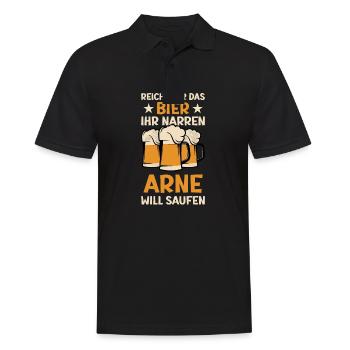 Reicht mir das Bier Arne Saufen Namen - Männer Poloshirt - Schwarz - Vorne - Kai (181cm)