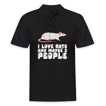 Ich Liebe Ratten Und Vielleicht 3 Menschen - Männer Poloshirt - Schwarz - Vorne - Kai (181cm)