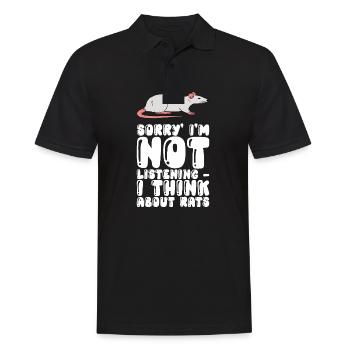 Sorry, Ich Höre Nicht Zu, Ich Denke An Ratten - Männer Poloshirt - Schwarz - Vorne - Kai (181cm)