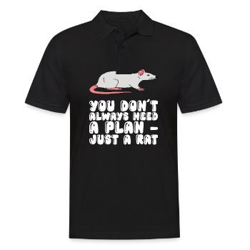 Man Braucht Nicht Immer Einen Plan, Nur Eine Ratte - Männer Poloshirt - Schwarz - Vorne - Kai (181cm)