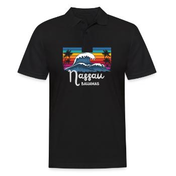 The Bahamas Nassau City Vintage Wave Art - Männer Poloshirt - Schwarz - Vorne - Kai (181cm)