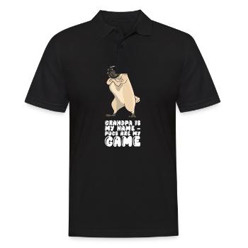 Grandpa Is My Name Pugs Are My Game - Männer Poloshirt - Schwarz - Vorne - Kai (181cm)