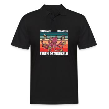 Entspannt 8-armig Einen Reinorgeln Saufen Bier - Männer Poloshirt - Schwarz - Vorne - Kai (181cm)