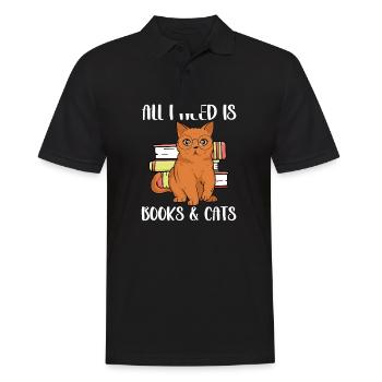 All I Need Is Books And Cats Reader Funny Cats - Men's Polo Shirt - black - Front - Kai (181cm)